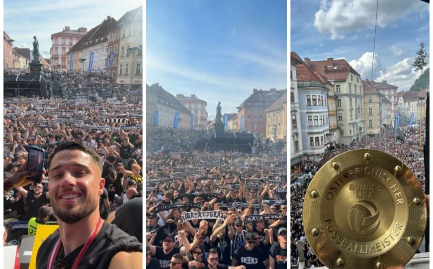 Nevjerovatna fešta u Grazu: Gazibegović s hiljadu navijača Sturma proslavlja duplu krunu